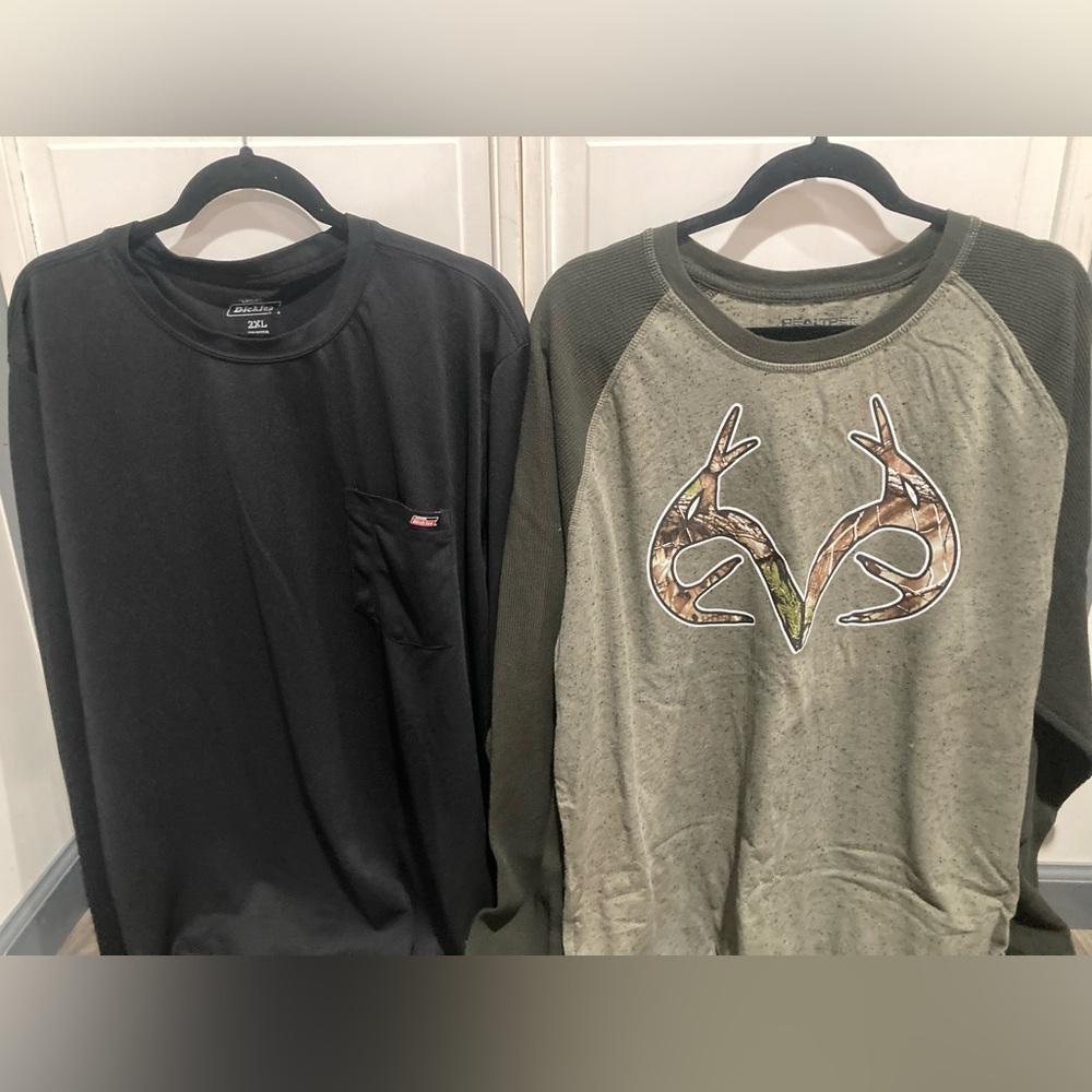 2 Mens Size XXL Long Sleeve Shirts - Dickies & Real Tree